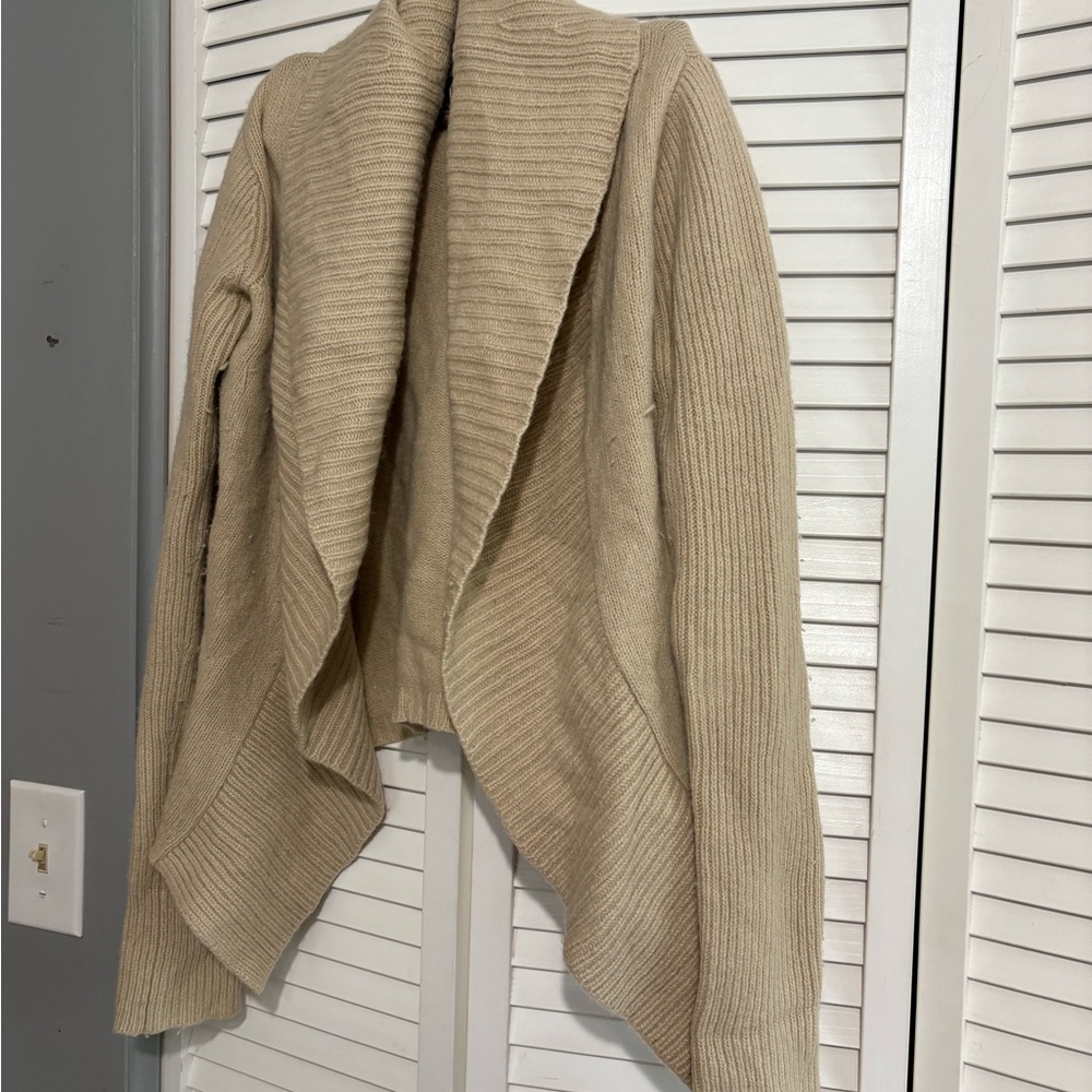 Abercrombie & Fitch Tan Cardigan Sweater with Waterfall Front
